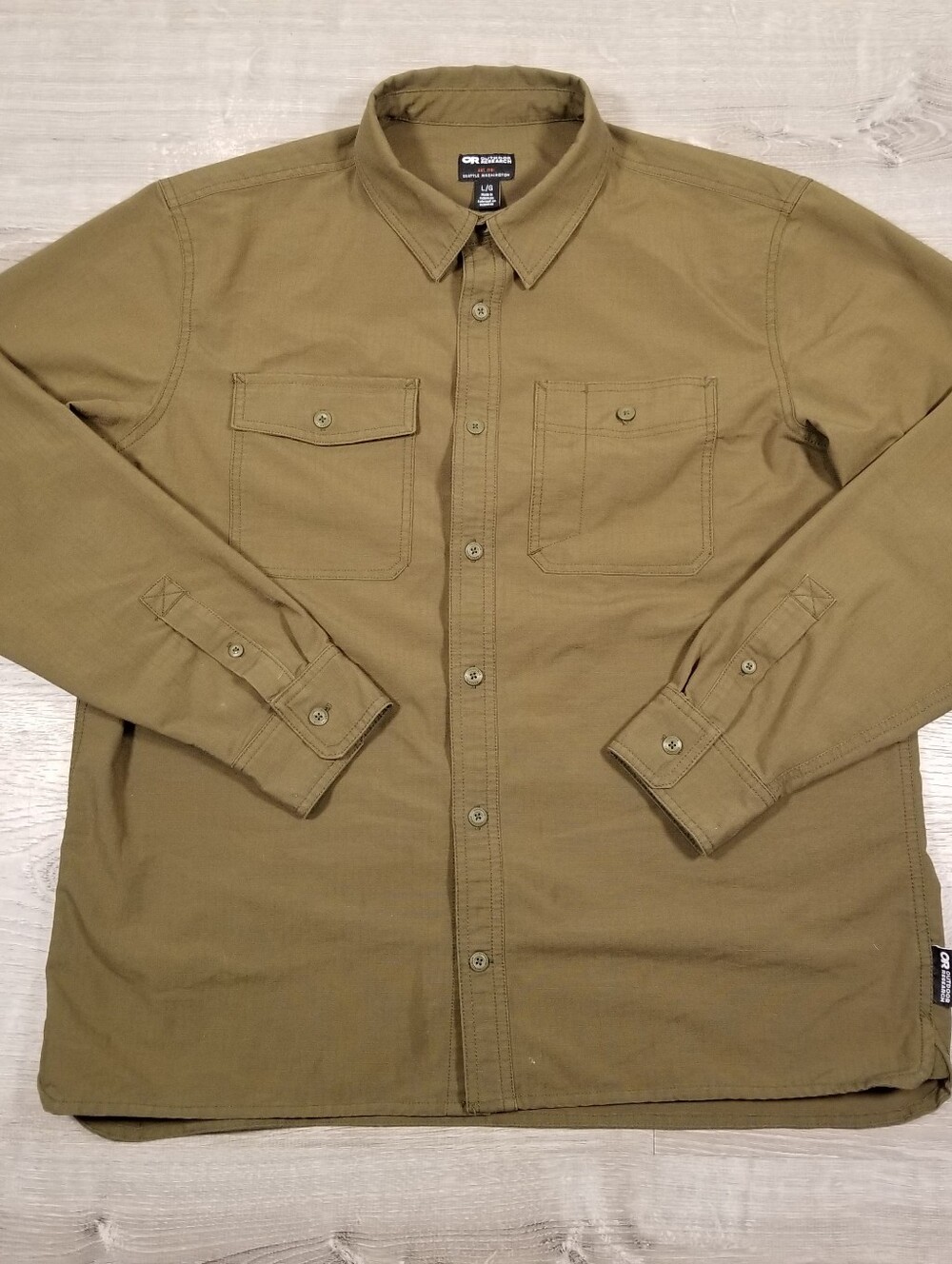 Outdoor Research Chehalis Long Sleeve Button Down Work Shirt Green Men's Large
